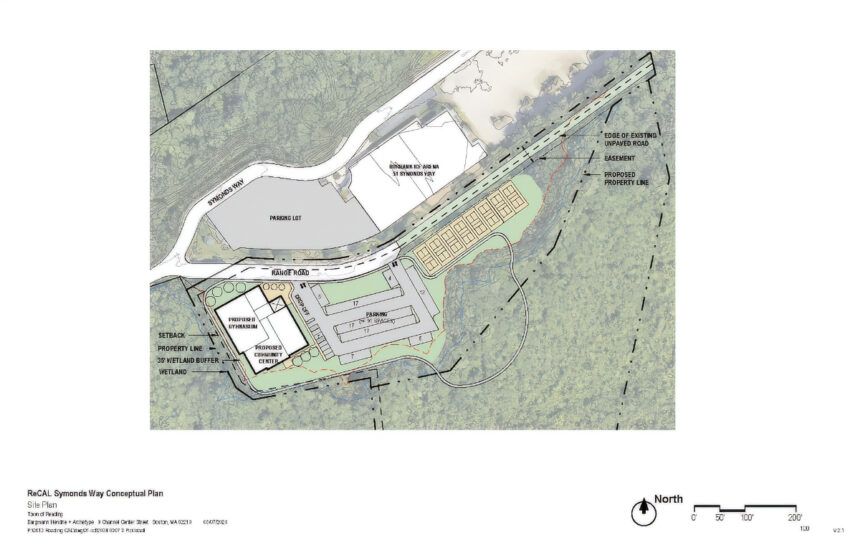 Page 100 of the October 8th Select Board packet showing the ReCAL Symonds Way Conceptual Plan